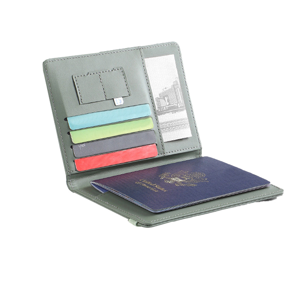 RFID Blocking Passport Holder for Travel Accessories Passport Purse Card - Green