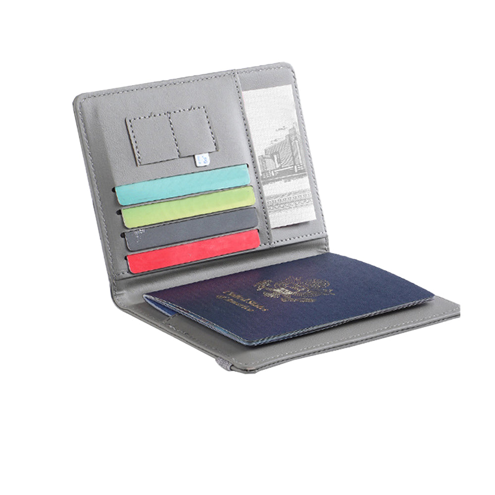 RFID Blocking Passport Holder for Travel Accessories Passport Purse Card - Grey