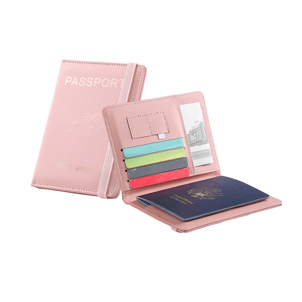 RFID Blocking Passport Holder for Travel Accessories Passport Purse Card - Pink