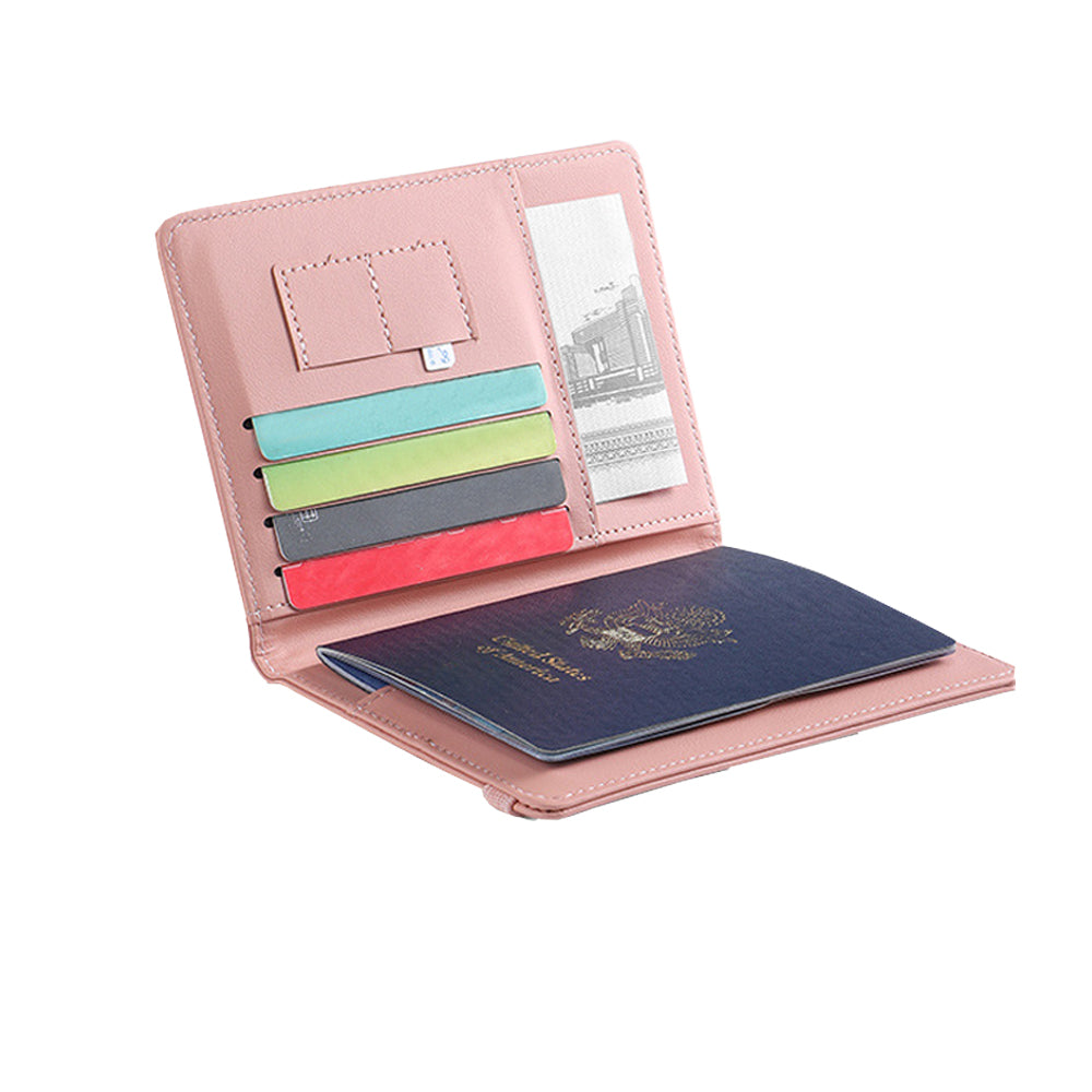 RFID Blocking Passport Holder for Travel Accessories Passport Purse Card - Pink