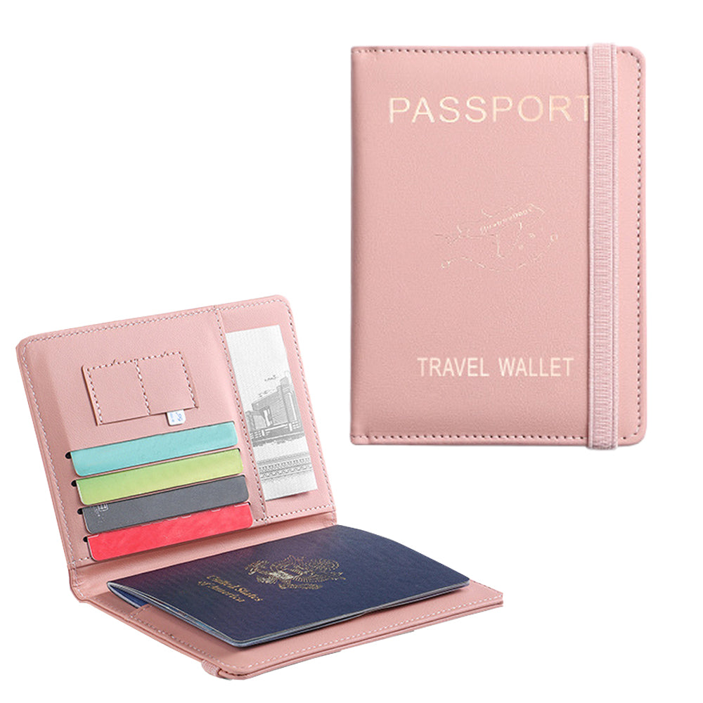 RFID Blocking Passport Holder for Travel Accessories Passport Purse Card - Pink