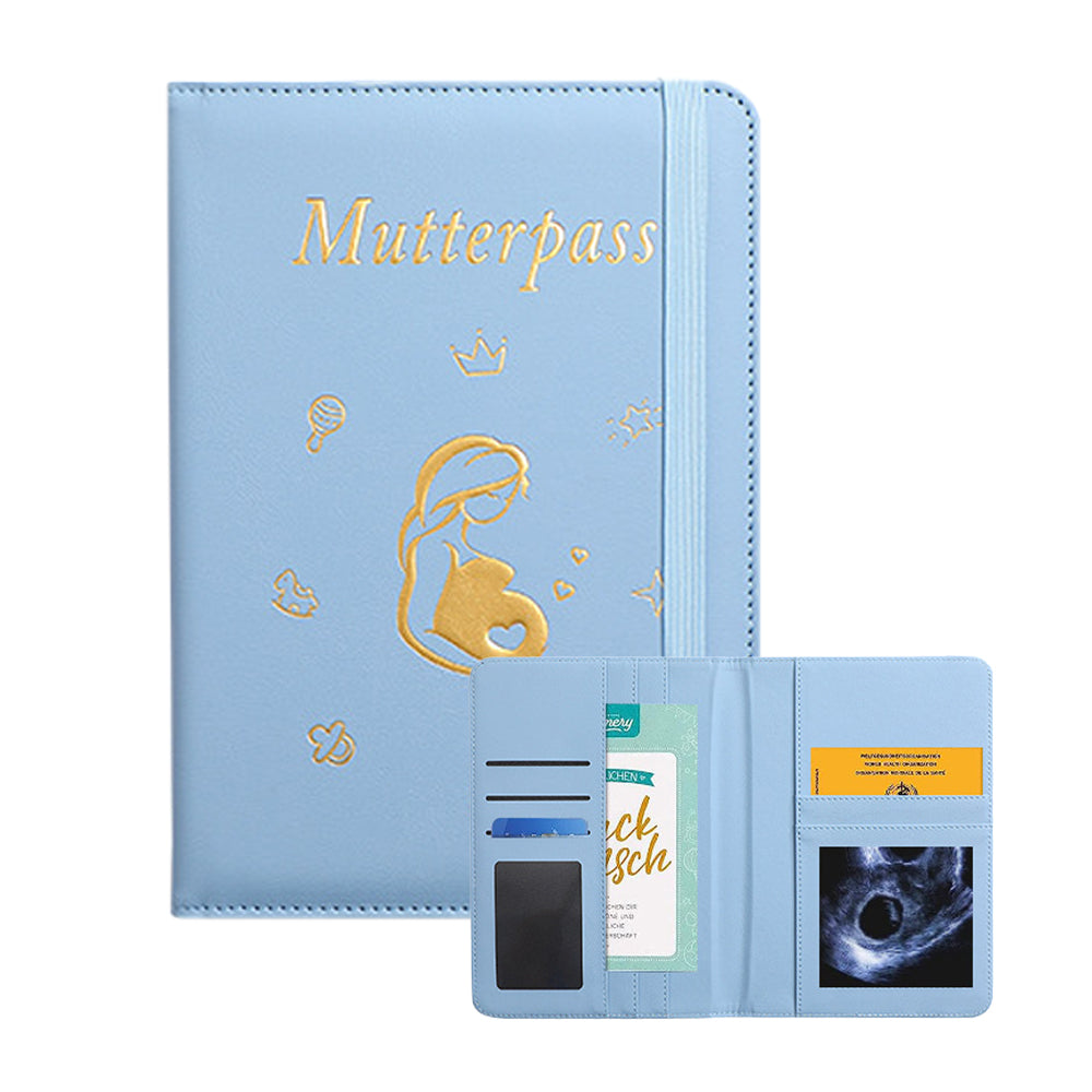 Pregnancy Journal PU Cover Card Holder for Expecting Moms Planner - Blue