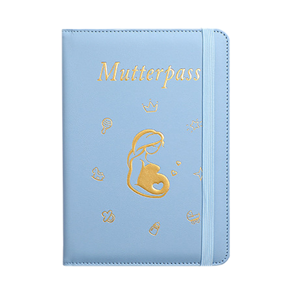 Pregnancy Journal PU Cover Card Holder for Expecting Moms Planner - Blue