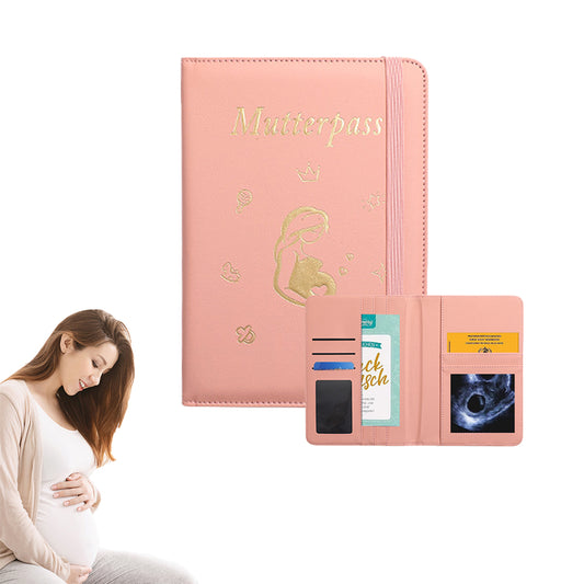 Pregnancy Journal PU Cover Card Holder for Expecting Moms Planner - Pink