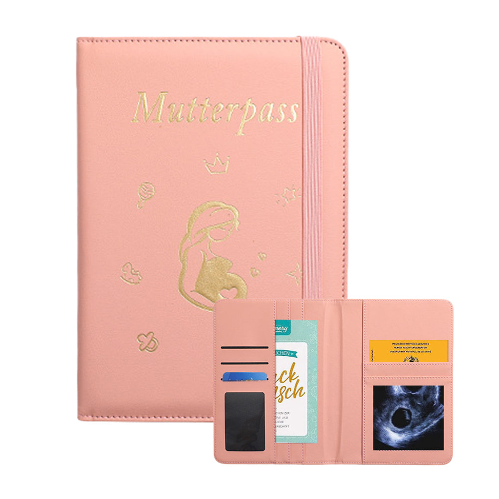 Pregnancy Journal PU Cover Card Holder for Expecting Moms Planner - Pink