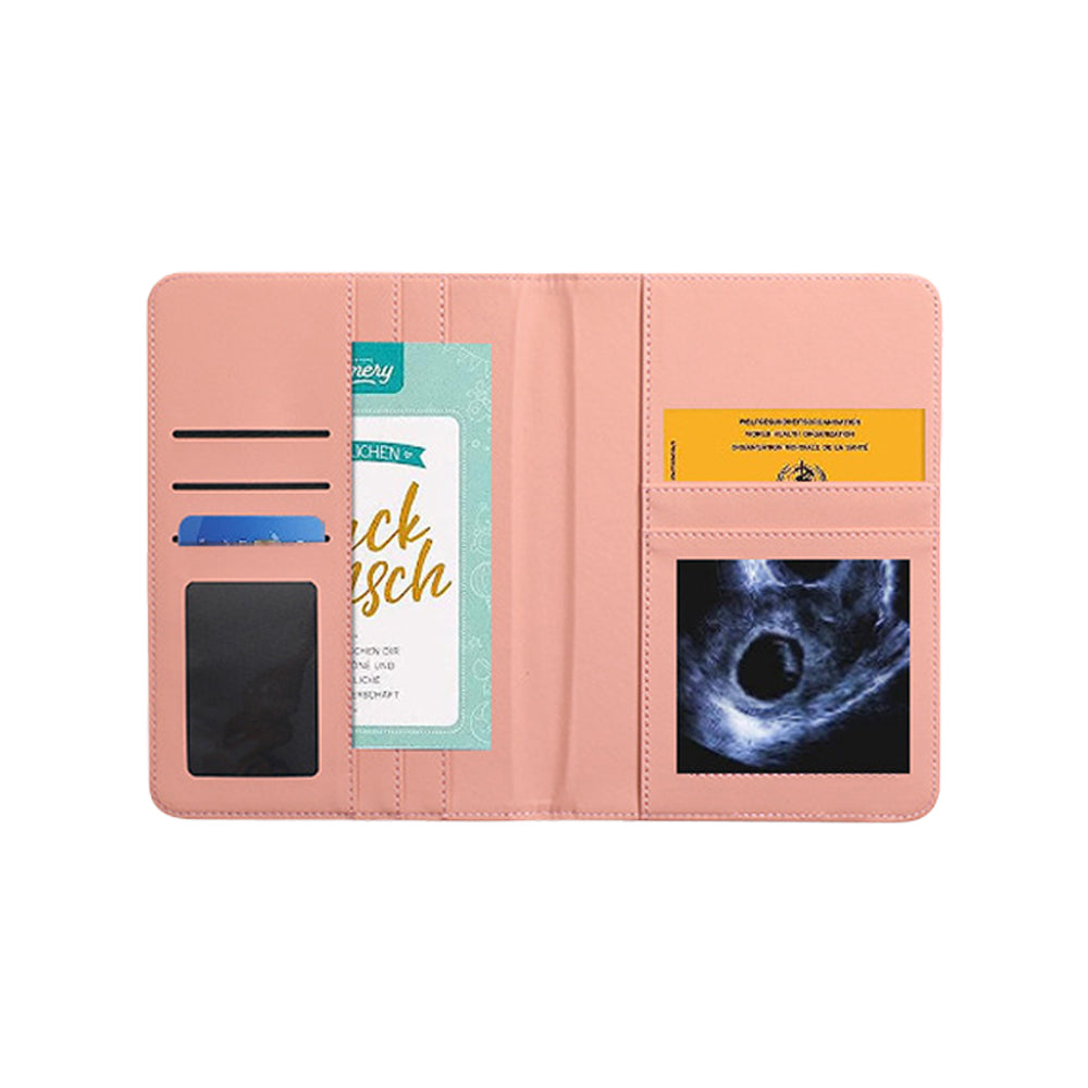 Pregnancy Journal PU Cover Card Holder for Expecting Moms Planner - Pink
