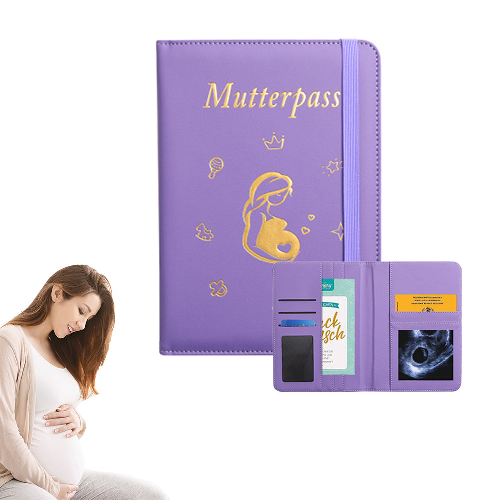 Pregnancy Journal PU Cover Card Holder for Expecting Moms Planner - Purple
