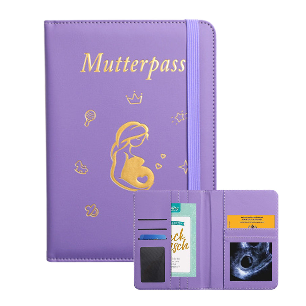 Pregnancy Journal PU Cover Card Holder for Expecting Moms Planner - Purple