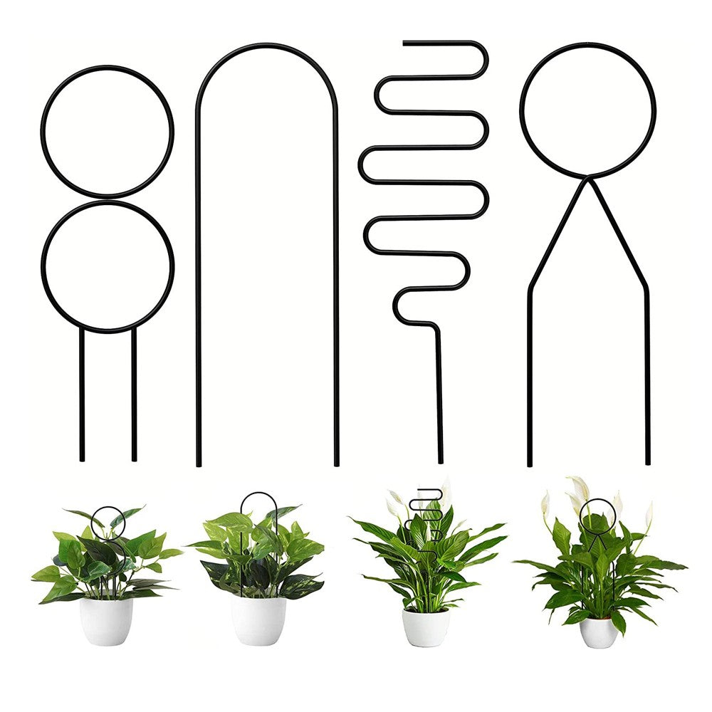 4Pcs Indoor Potted Plant Trellis Climbing Plants Support Stake - Black
