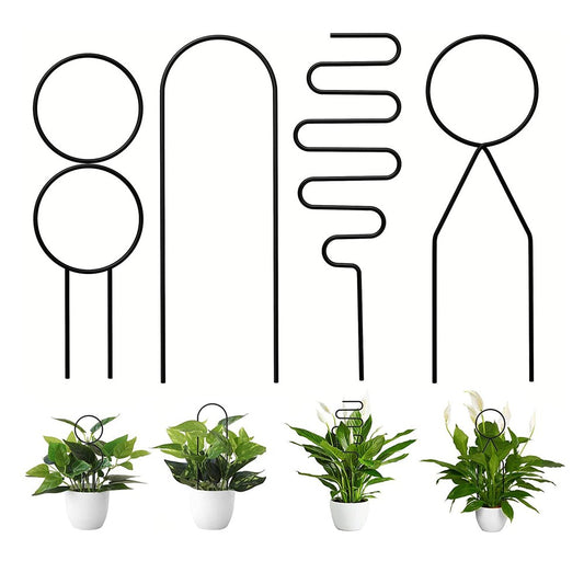 4Pcs Indoor Potted Plant Trellis Climbing Plants Support Stake - Black