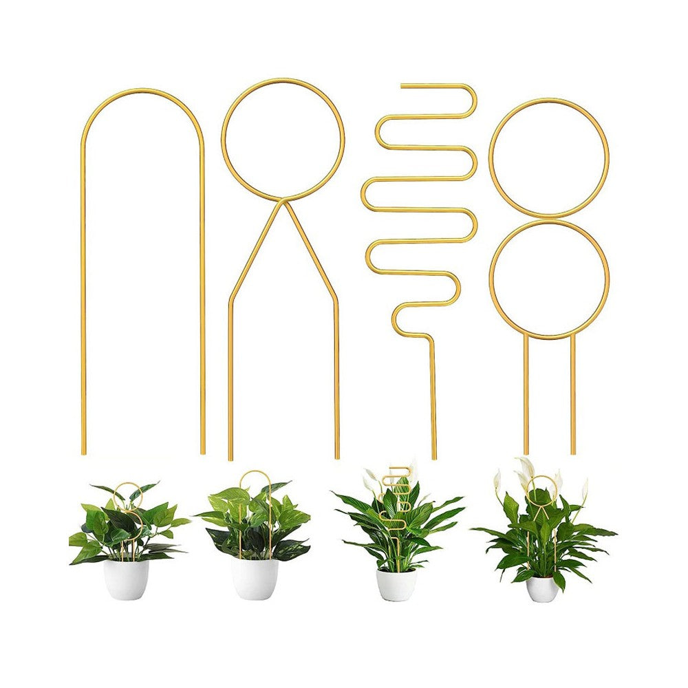 4Pcs Indoor Potted Plant Trellis Climbing Plants Support Stake - Gold