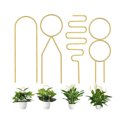 4Pcs Indoor Potted Plant Trellis Climbing Plants Support Stake - Gold