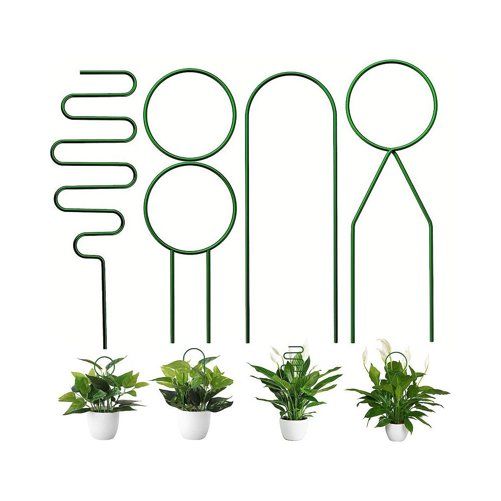 4Pcs Indoor Potted Plant Trellis Climbing Plants Support Stake - Green