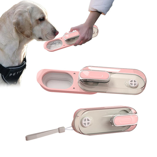 350ml Puppy Pet Foldable Water Bottle Cup Drinking Outdoor Portable - Pink