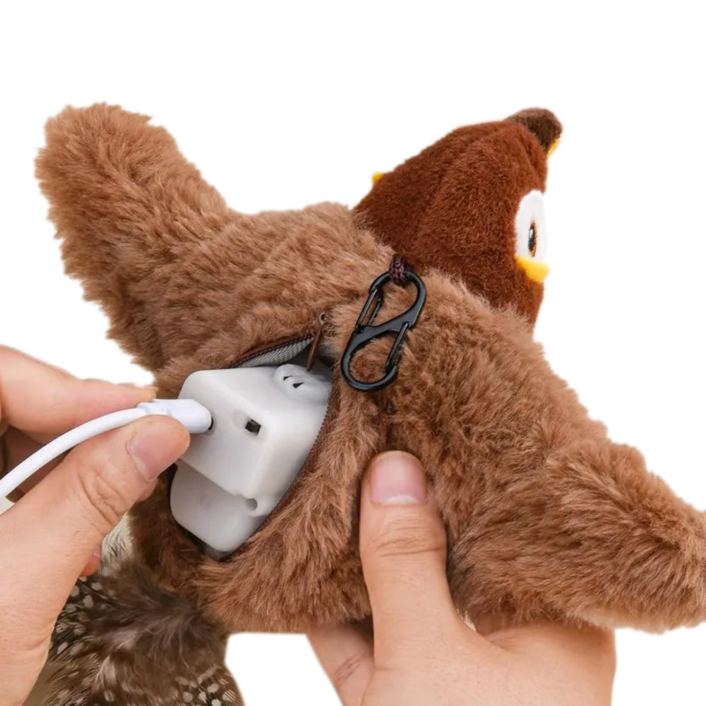 Squeaky Cat Toys Rechargeable Flapping Toy Touch Activated Plush Toys - Brown