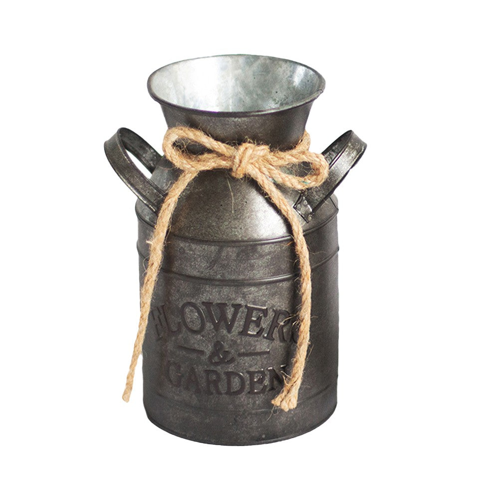 19cm High Vintage Metal Bucket Flower Pot Iron Home Garden Decor With Letters