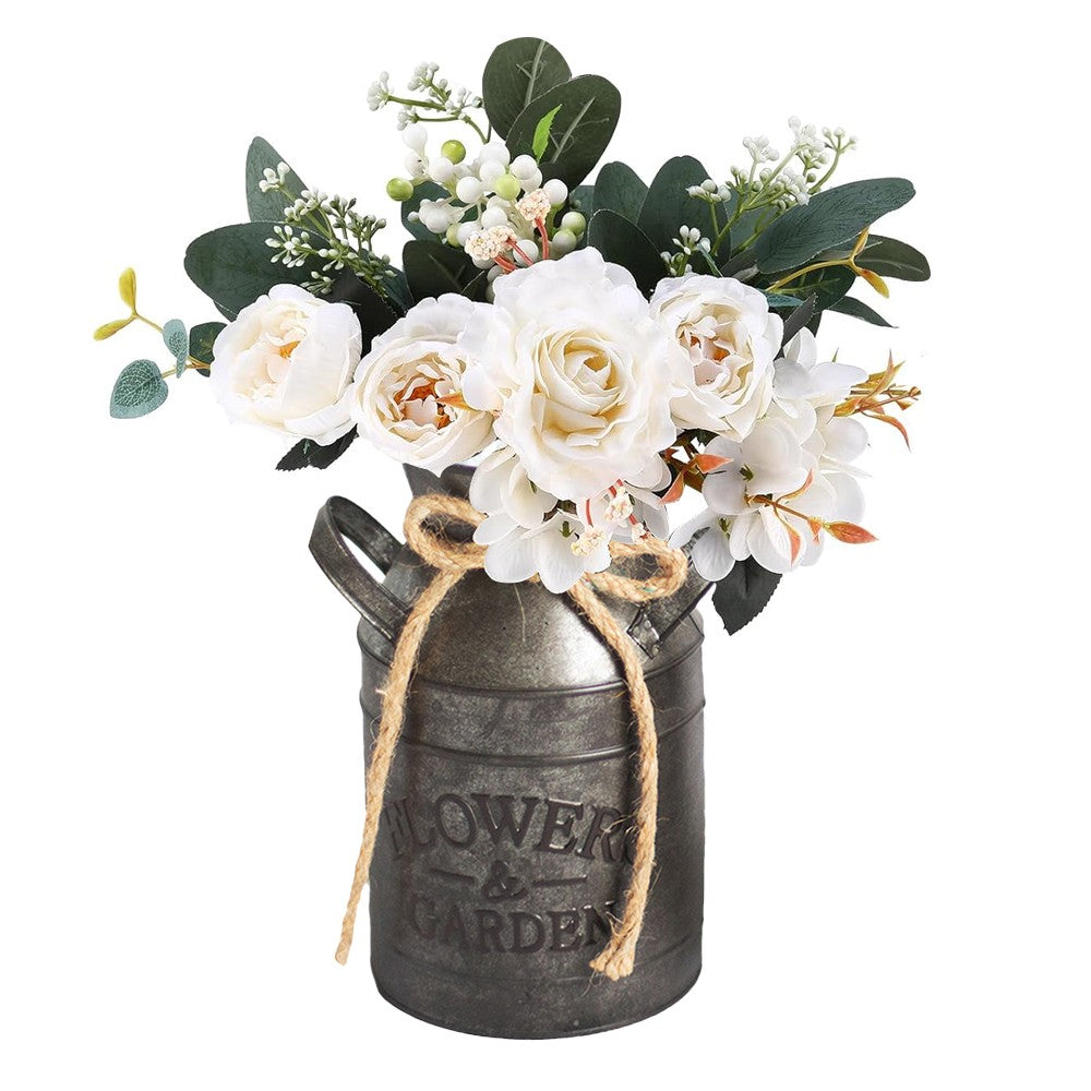 19cm High Vintage Metal Bucket Flower Pot Iron Home Garden Decor With Letters