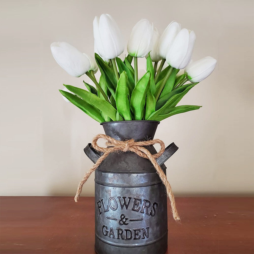 19cm High Vintage Metal Bucket Flower Pot Iron Home Garden Decor With Letters