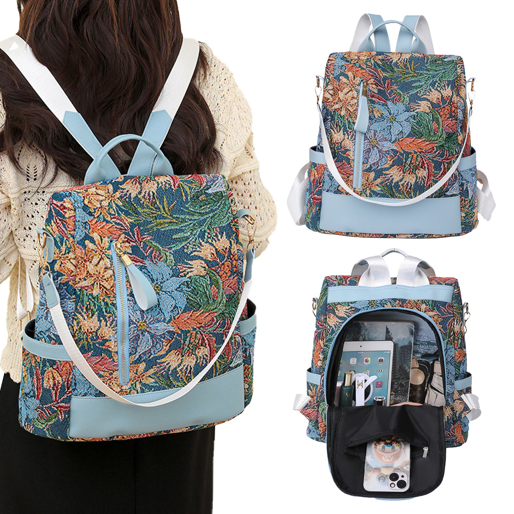 Printed Anti-theft Backpack Large Capacity Travel Bag - Color Mixture