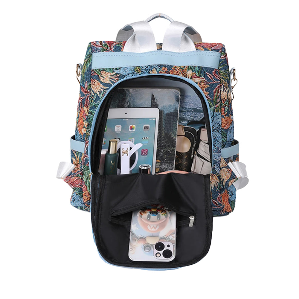 Printed Anti-theft Backpack Large Capacity Travel Bag - Color Mixture