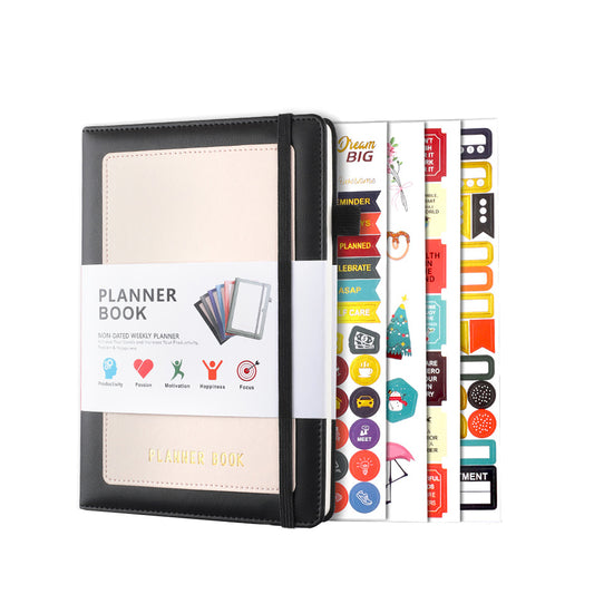 2024 Planner Weekly Monthly A5 Planner with Tabs and Inner Pocket - Black