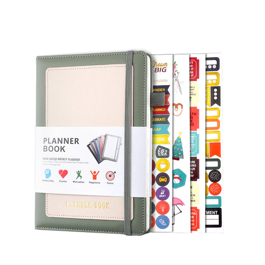2024 Planner Weekly Monthly A5 Planner with Tabs and Inner Pocket - Green