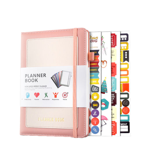 2024 Planner Weekly Monthly A5 Planner with Tabs and Inner Pocket - Pink