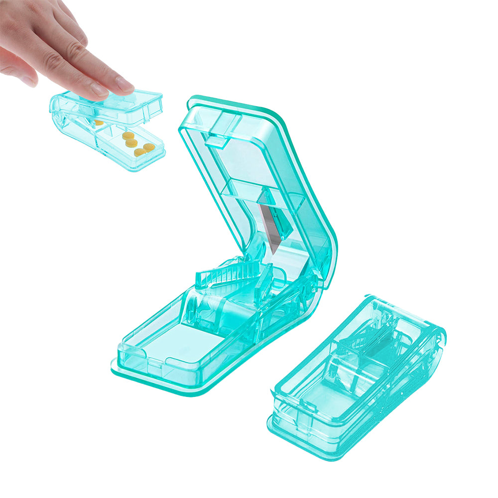 3Pcs Portable Pill Cutter Grinder Travel Medicine Storage Box