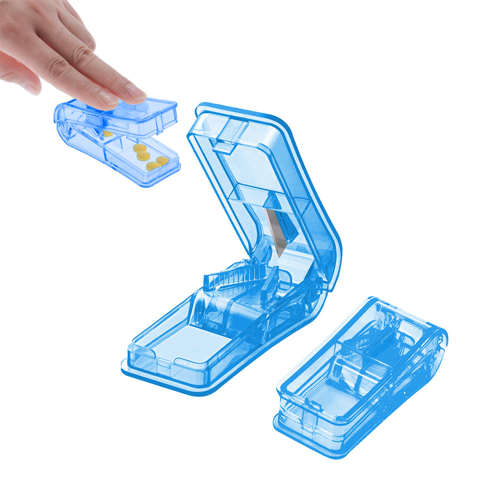3Pcs Portable Pill Cutter Grinder Travel Medicine Storage Box