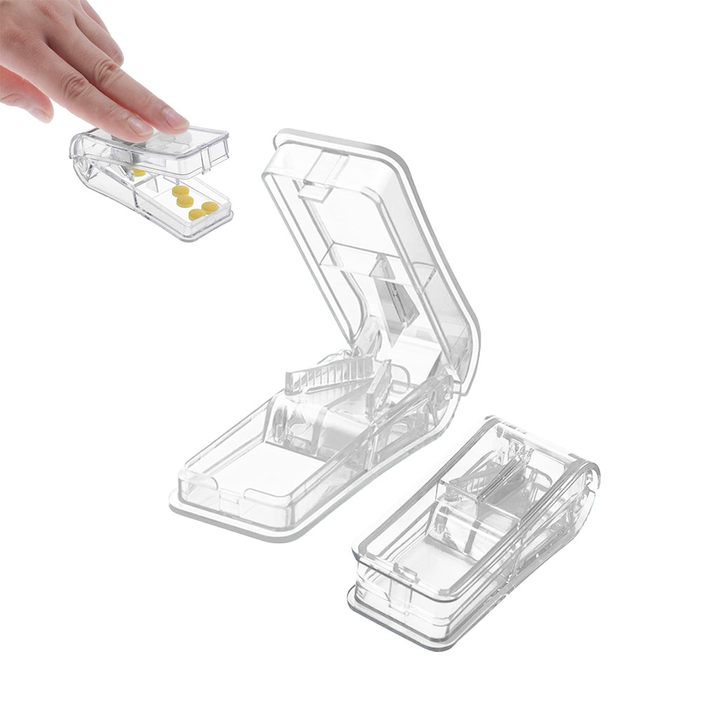 3Pcs Portable Pill Cutter Grinder Travel Medicine Storage Box