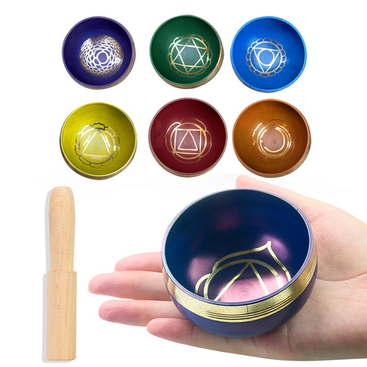 Tibetan Singing Bowl Set Meditation Sound Bowl for Yoga Sound Healing-Dark Blue