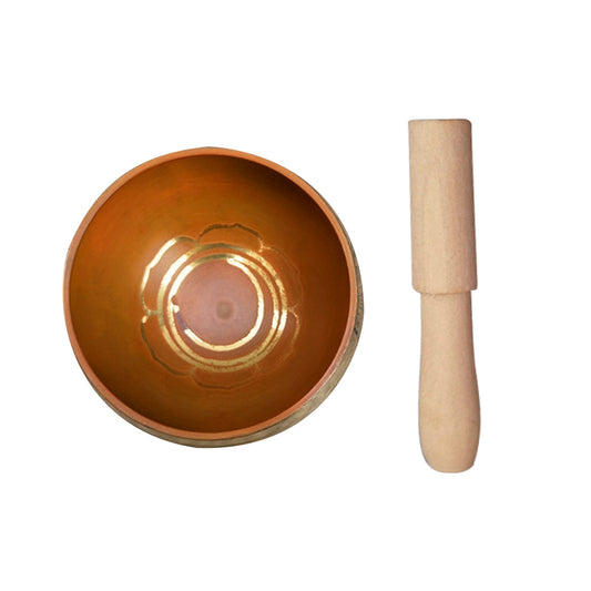 Tibetan Singing Bowl Set Meditation Sound Bowl for Yoga Sound Healing - Orange