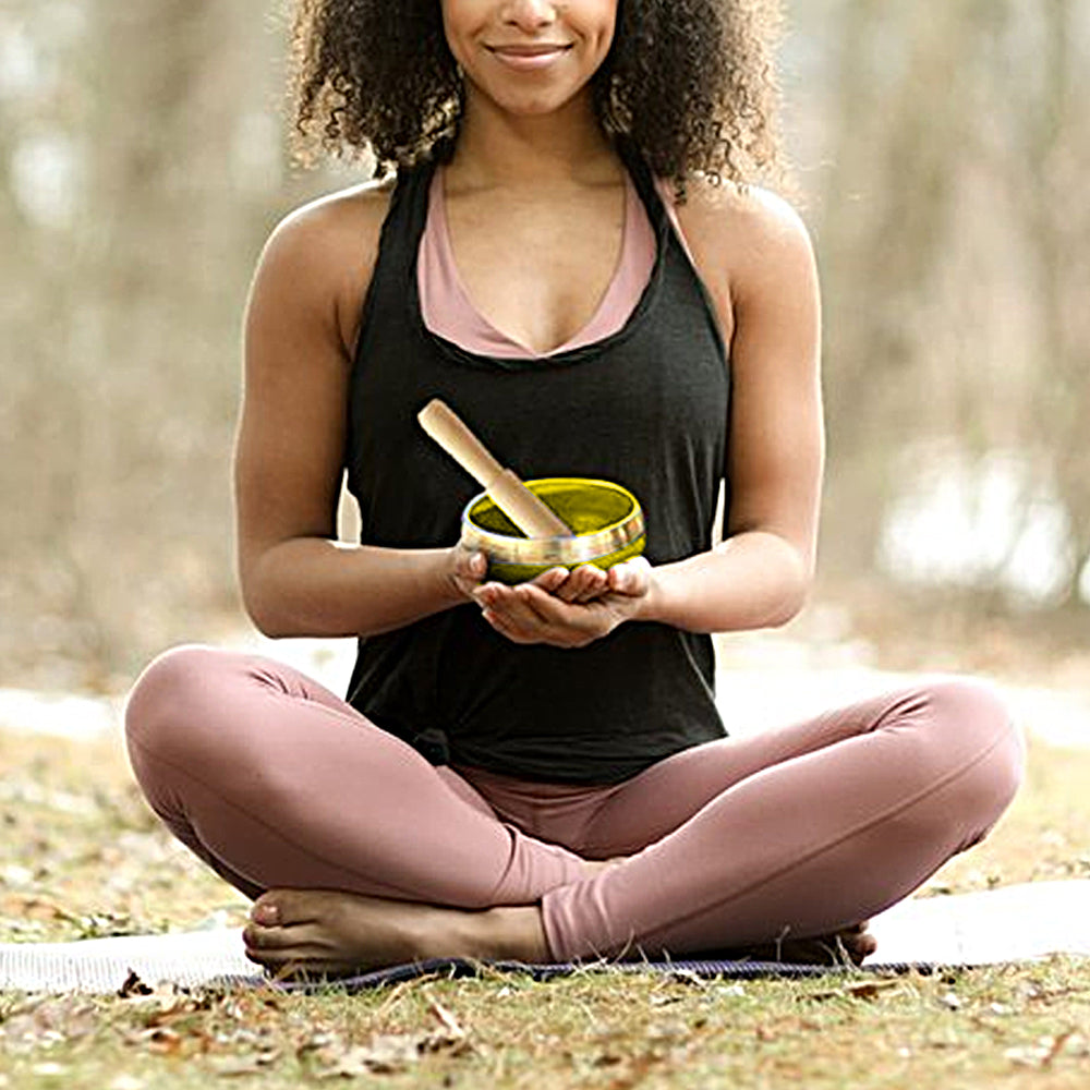 Tibetan Singing Bowl Set Meditation Sound Bowl for Yoga Sound Healing - Yellow