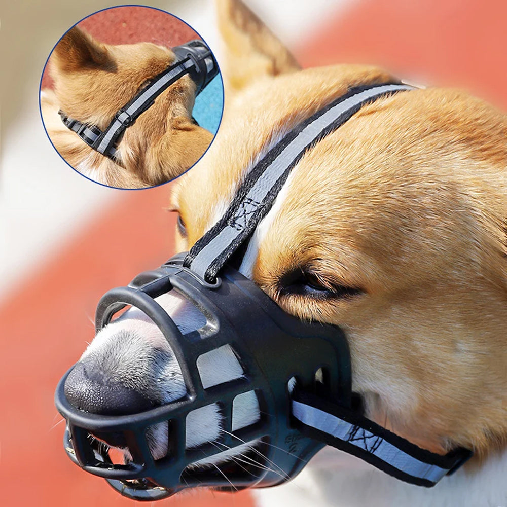 Adjustable Pet Dog Muzzle No Bite Basket Muzzle Cage Mouth Mesh Cover XL