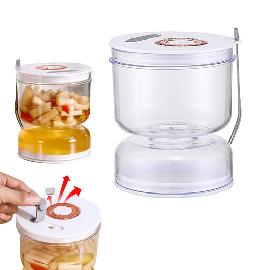 Pickles Jar with Strainer Flip Dry and Wet Dispenser with Airtight Lid and Fork