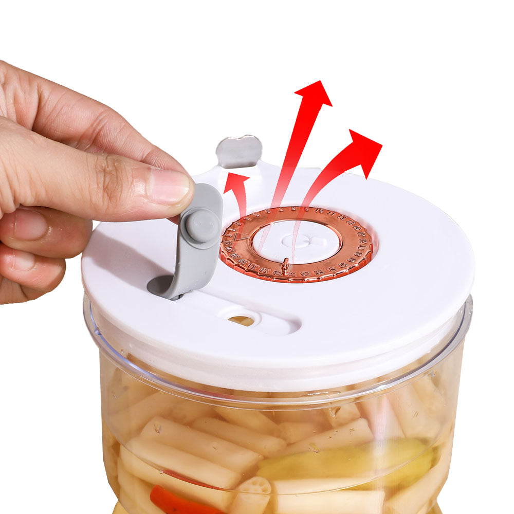 Pickles Jar with Strainer Flip Dry and Wet Dispenser with Airtight Lid and Fork
