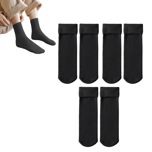 3 Pair Women Warm Plush Thermal Socks Thick Winter Snow Boot Socks Black