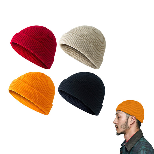 4Pcs Winter Warm Fisherman Beanie Roll Up Edge Hat