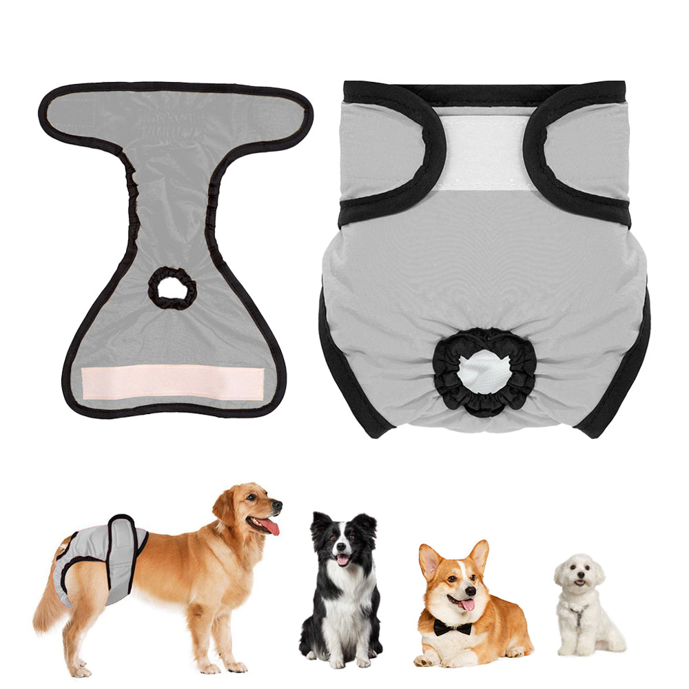 Washable Female Pet Dog Cat Physiological Pant Sanitary Diaper Nappy Grey M