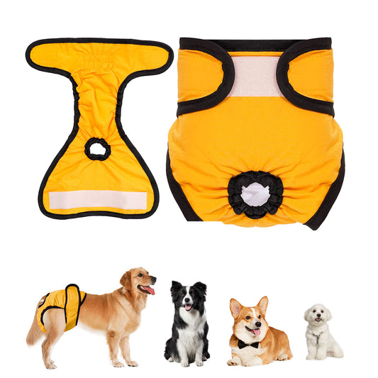 Washable Female Pet Dog Cat Physiological Pant Sanitary Diaper Nappy Yellow M