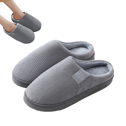 Women Men Winter Slipper Warm Plush Lined Anti-Slip Indoor Slippers Grey EU40