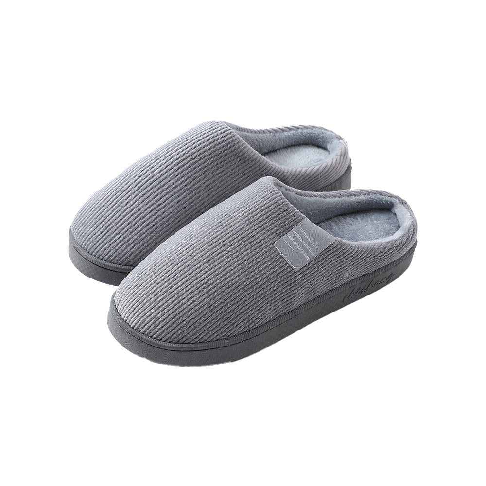 Women Men Winter Slipper Warm Plush Lined Anti-Slip Indoor Slippers Grey EU40