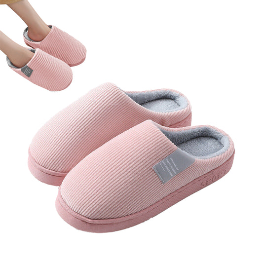 Women Men Winter Slipper Warm Plush Lined Anti-Slip Indoor Slippers Pink EU40