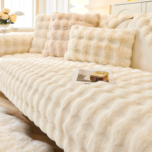 90x160cm Imitation Rabbit Plush Sofa Cover Soft Faux Fur Furniture Cover Beige