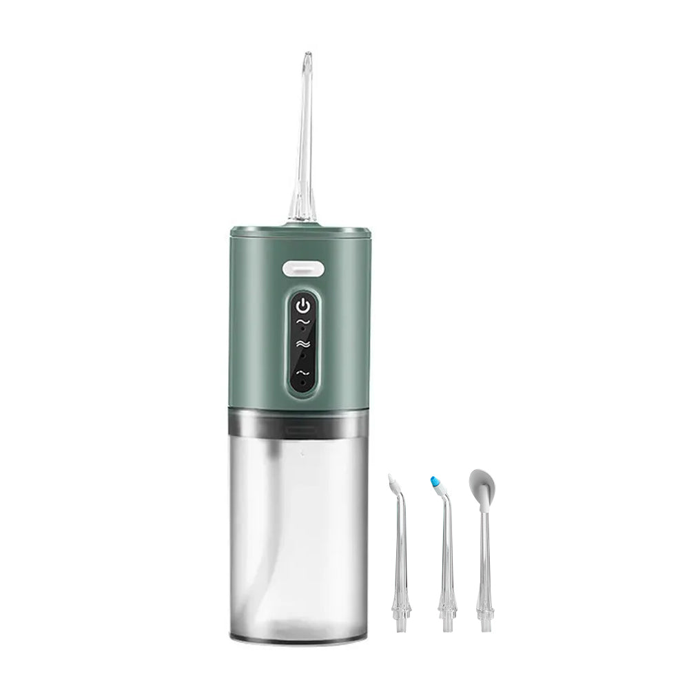Electric Cordless Water Flosser Oral Irrigator with Five Nozzles Green