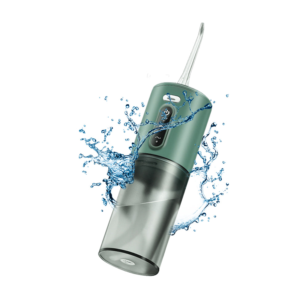 Electric Cordless Water Flosser Oral Irrigator with Five Nozzles Green