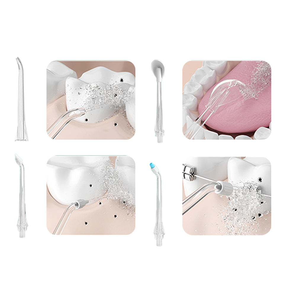 Electric Cordless Water Flosser Oral Irrigator with Five Nozzles Green