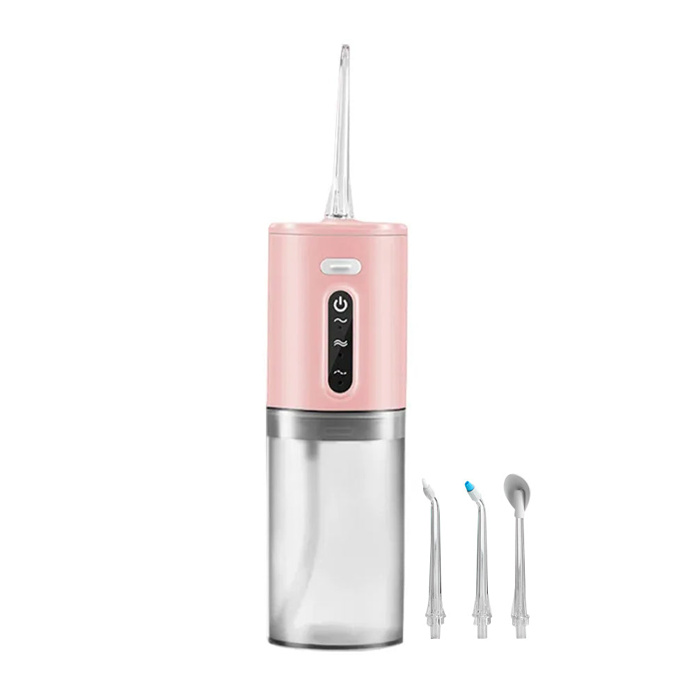 Electric Cordless Water Flosser Oral Irrigator with Five Nozzles Pink
