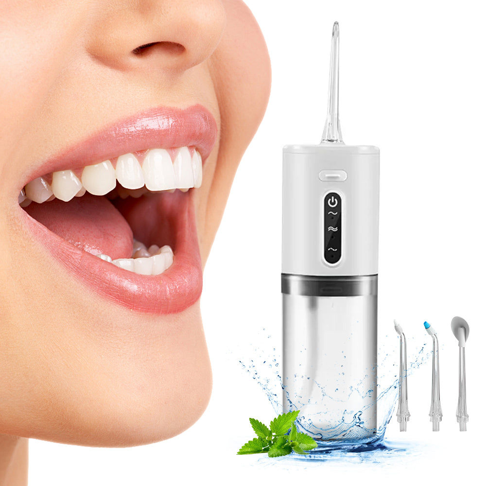 Electric Cordless Water Flosser Oral Irrigator with Five Nozzles White