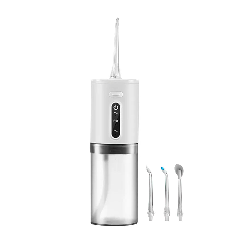 Electric Cordless Water Flosser Oral Irrigator with Five Nozzles White